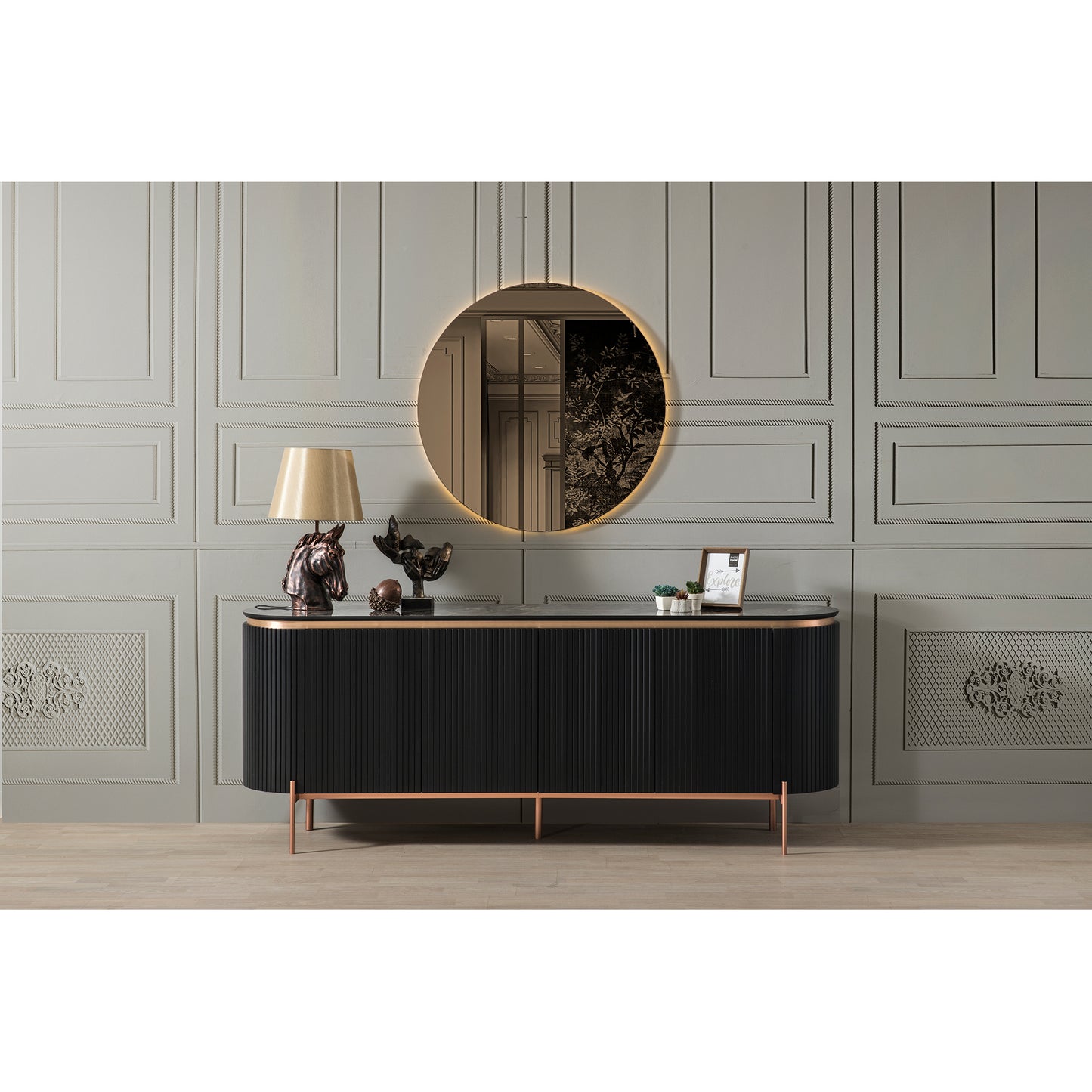 Kuka Tesla Black & Bronz Yemek Odası Takımı