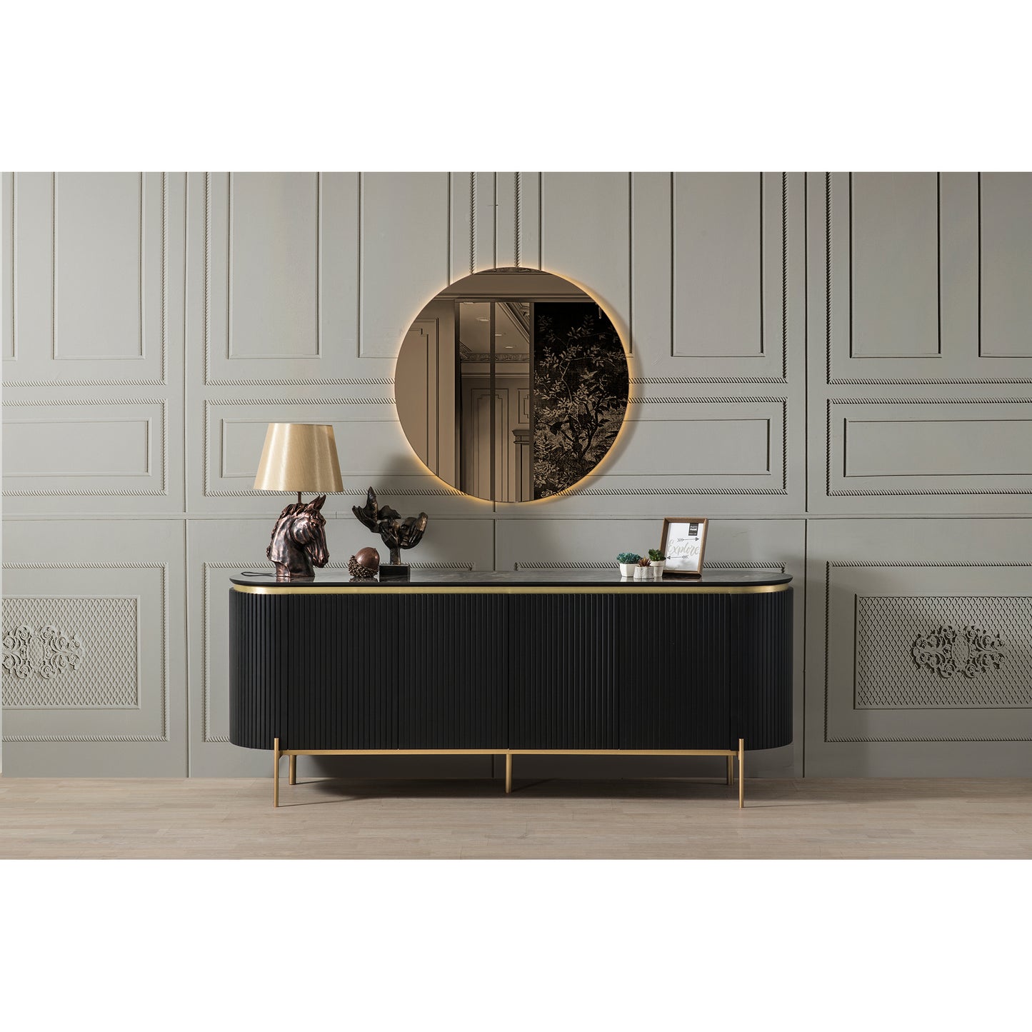 Kuka Tesla Black & Gold Yemek Odası Takımı