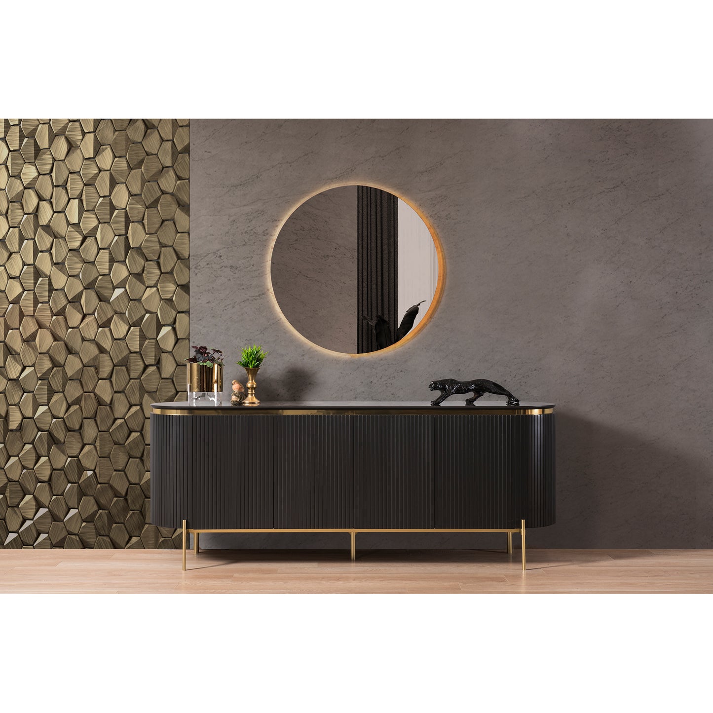 Kuka Tesla Black & Gold Yemek Odası Takımı