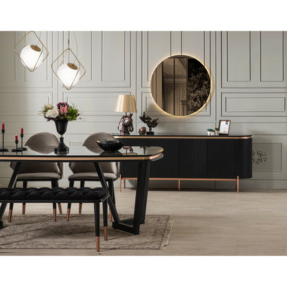 Kuka Tesla Black & Bronz Yemek Odası Takımı