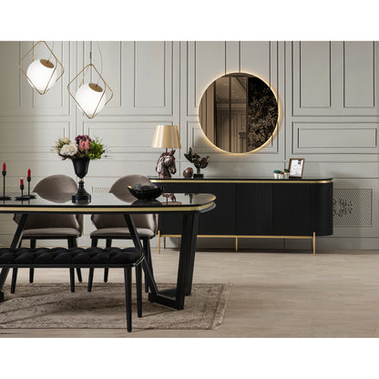 Kuka Tesla Black & Gold Yemek Odası Takımı