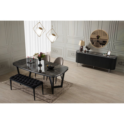 Kuka Tesla Black & Silver Yemek Odası Takımı