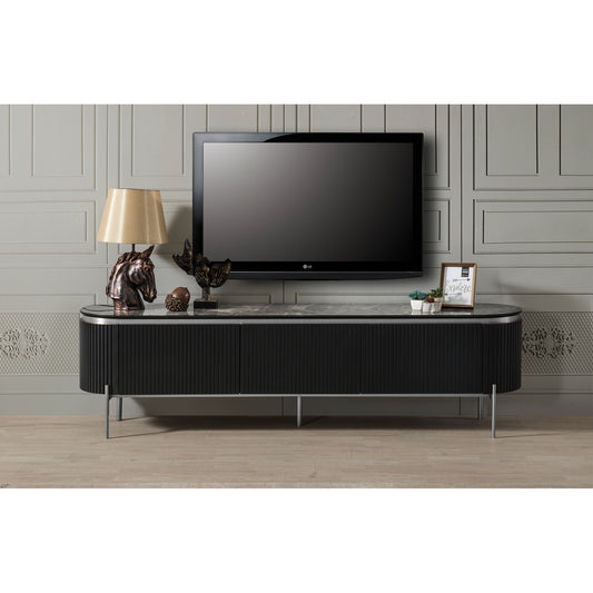 Kuka Tesla Black & Silver Tv Ünitesi